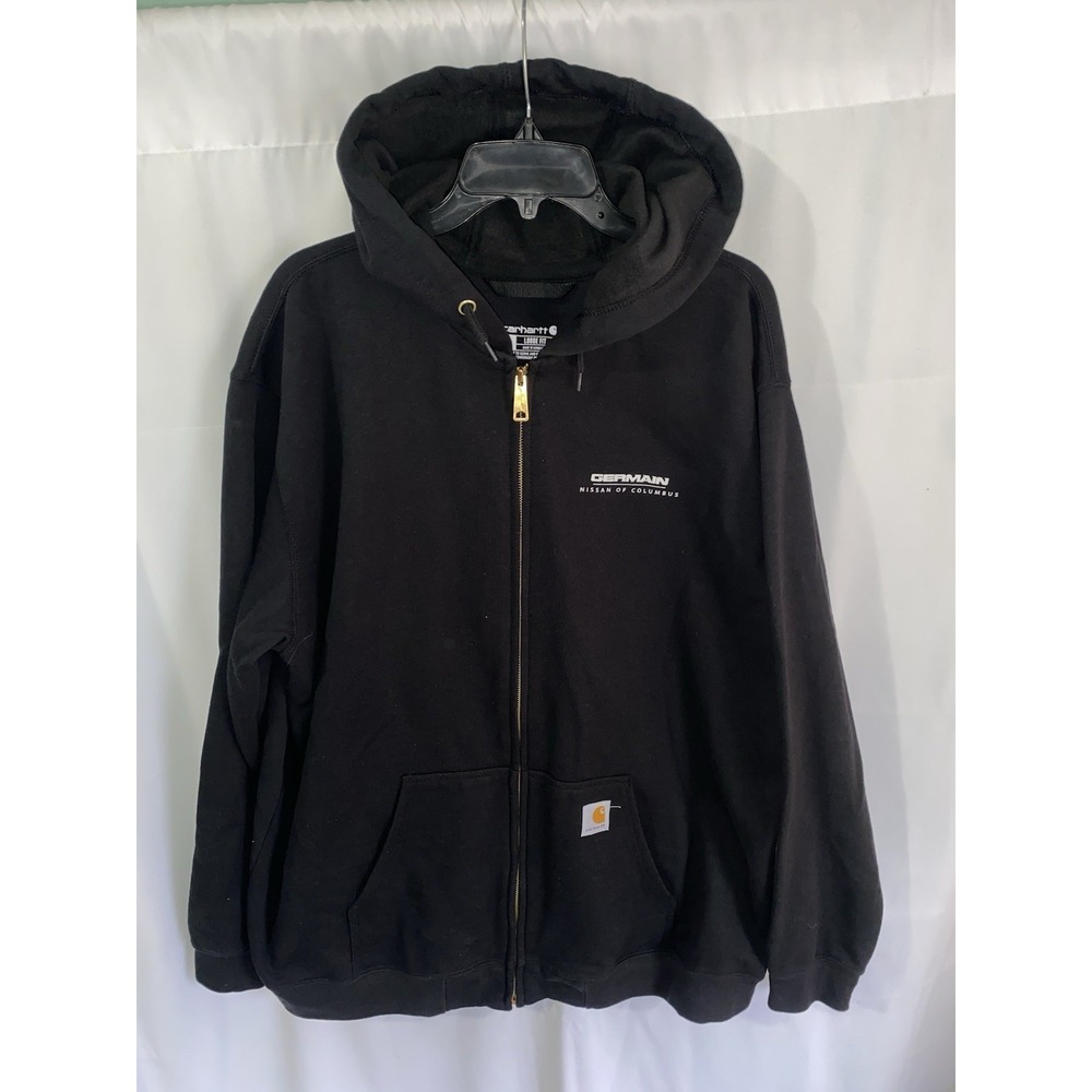 Carhartt Full Zip Hooded Sweatshirt Loose Fit Mens XL Black K122 Hoodie *LOGO